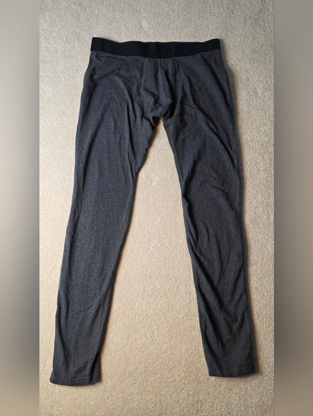 Pact Dark Grey Organic Cotton Baselayer Leggings Hiking Running Camping Mens M